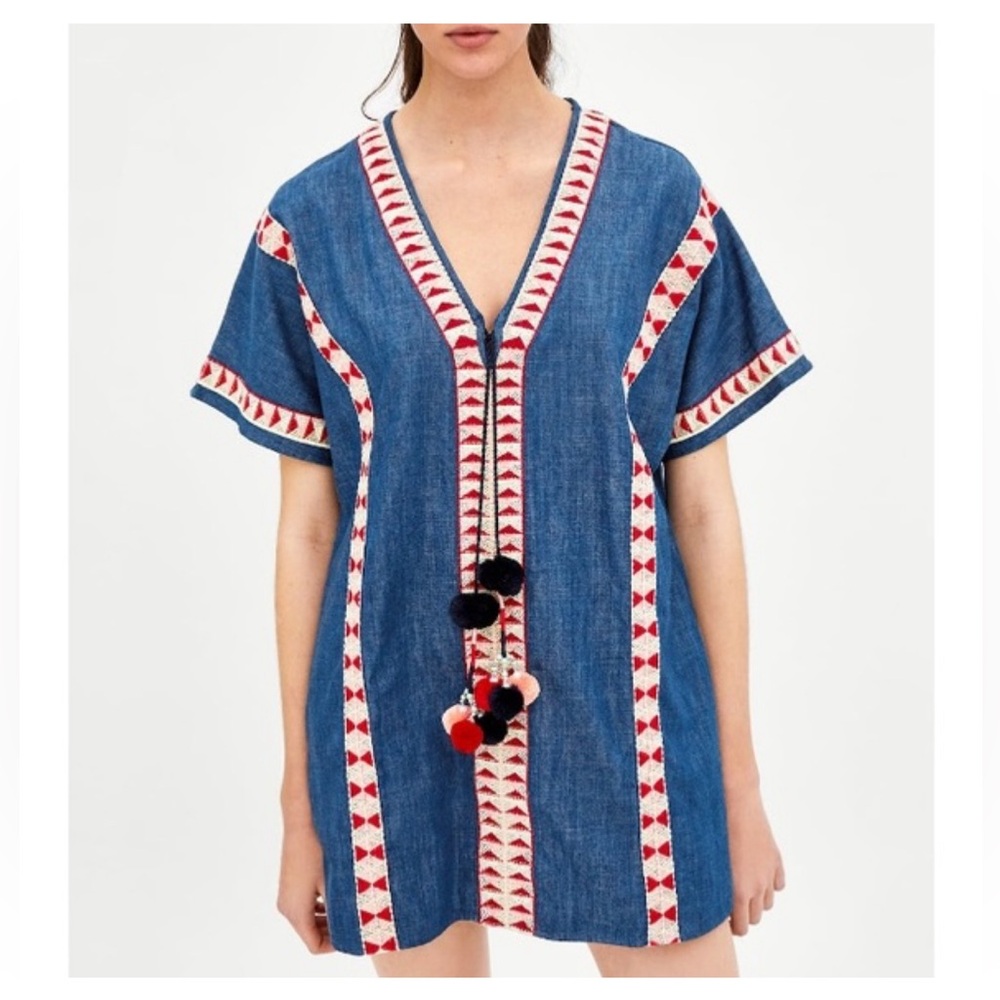 Zara Embroidered Mini Dress